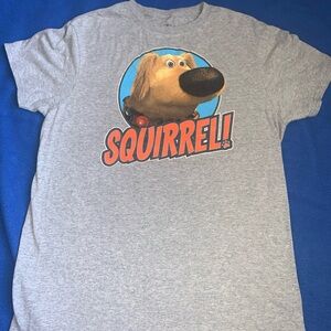Disney Pixar Up Movie Dug Talking Dog T-Shirt M Gray Squirrel